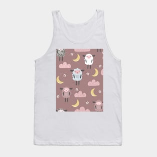 Sweet sleeping sheep pattern pastel light pink Tank Top